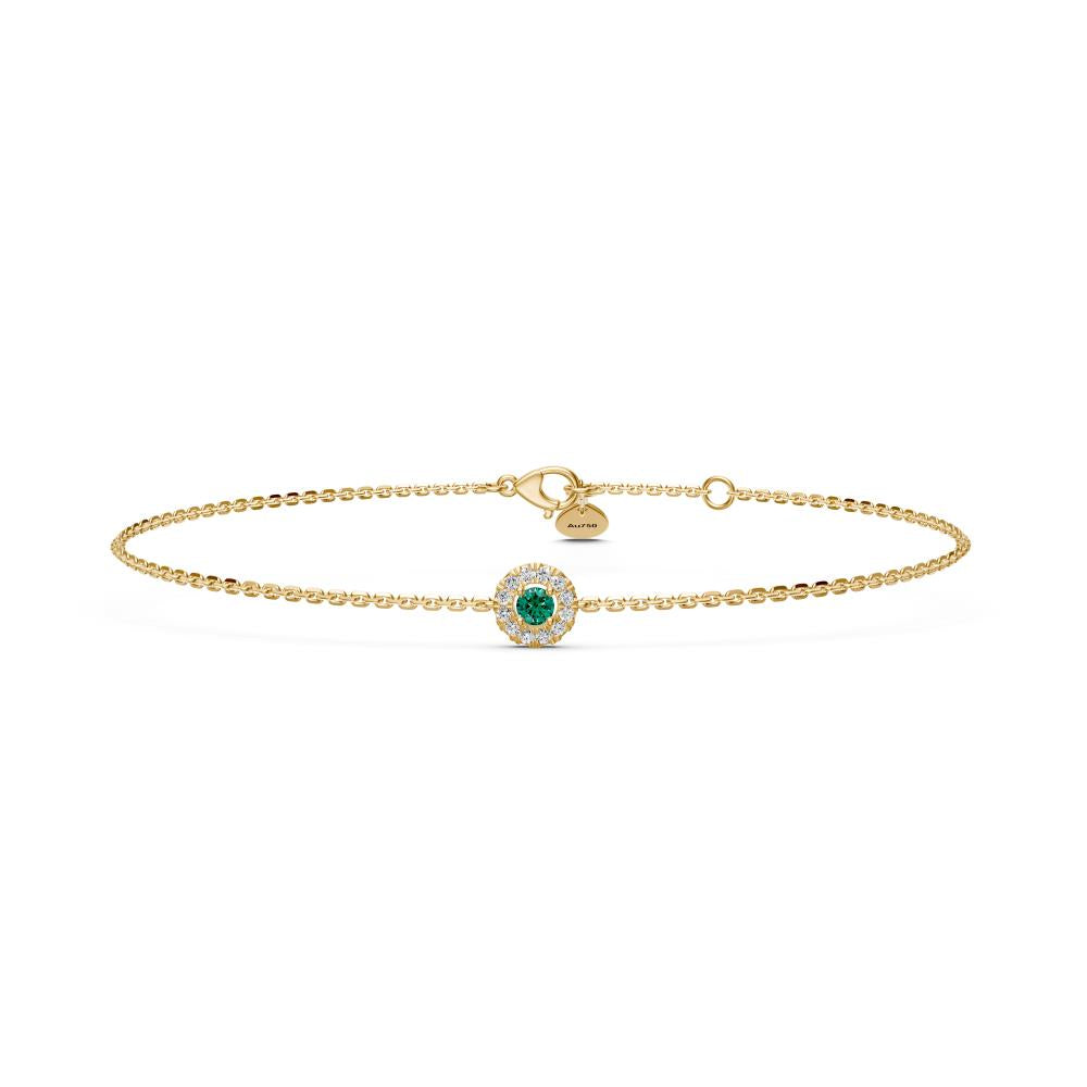 Green Sapphire Bracelet with Diamonds in Yellow Gold