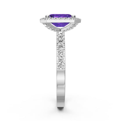 Diamond Ring with Tanzanite in White Gold