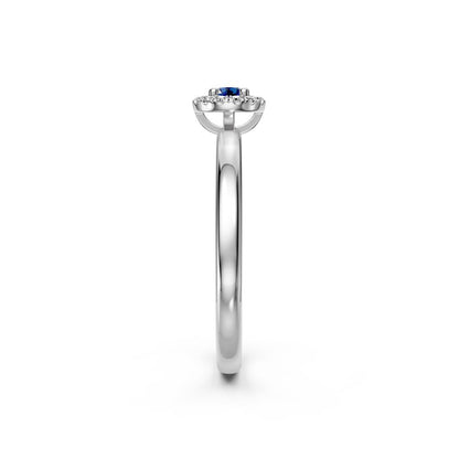 Sapphire Band Ring with Diamonds in White Gold