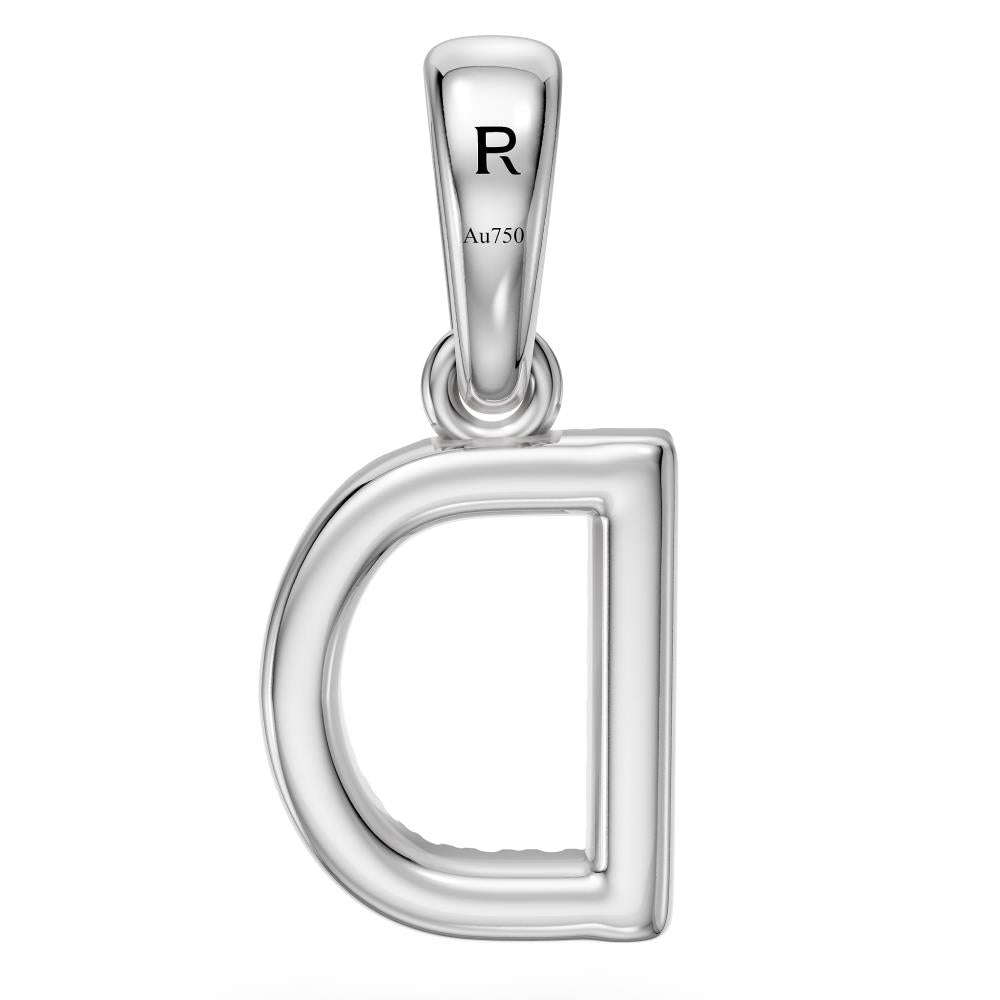 Mini Diamond Letter D Pendant in White Gold