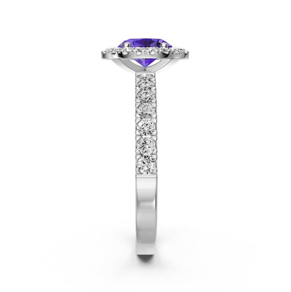 Diamond Ring with Tanzanite in White Gold