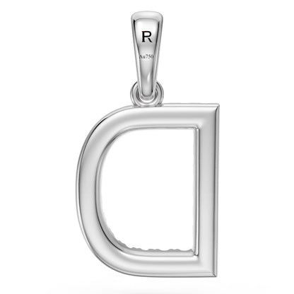 Diamond Letter D letter in White Gold