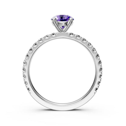 Diamond Ring with Tanzanite in White Gold