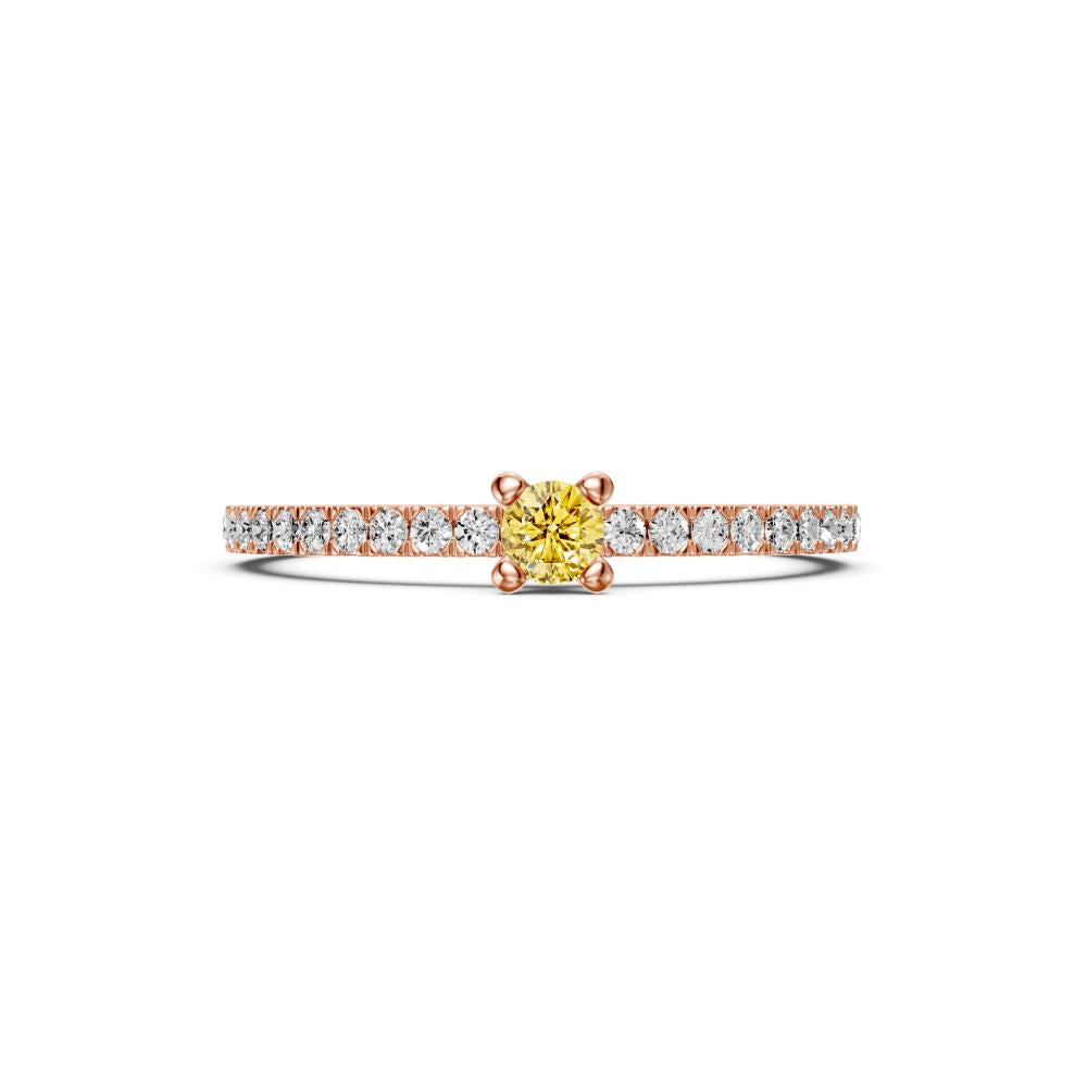 Diamond Ring with Yellow Sapphire in Rose Gold