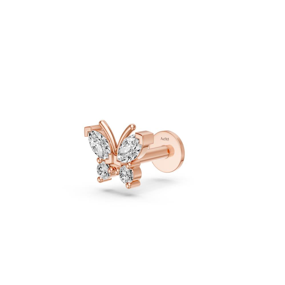 Diamond Piercing in Rose Gold "Butterfly"