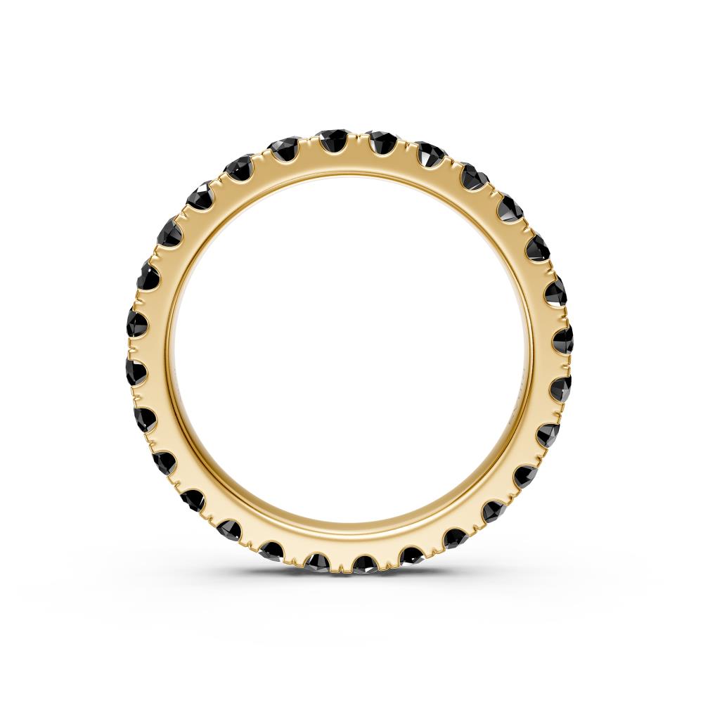 Black Diamond Band Ring in Yellow Gold