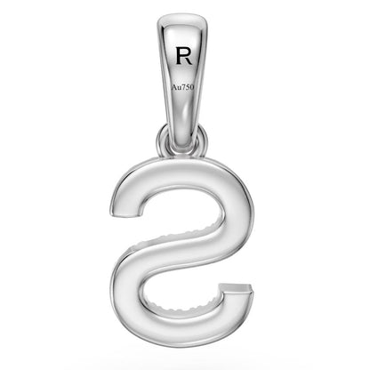 Mini Diamond Letter S Pendant in White Gold