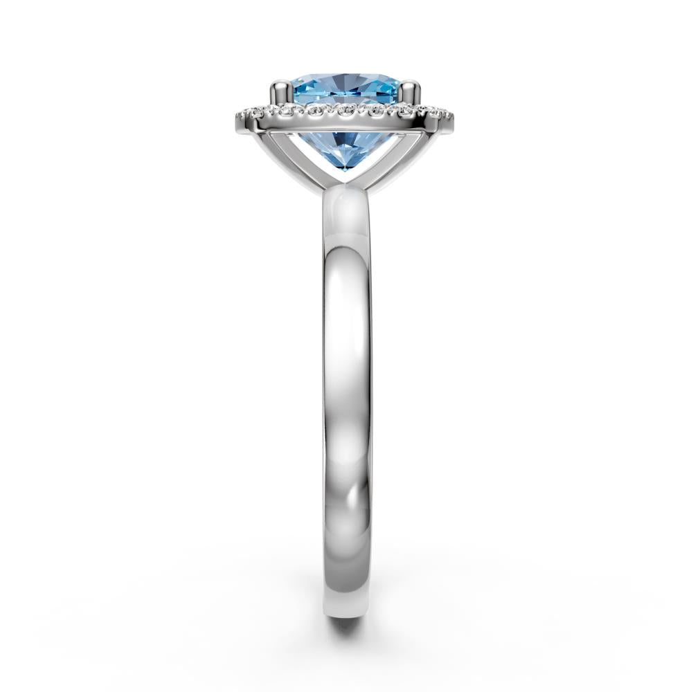 Diamond Ring with Aquamarine in White Gold