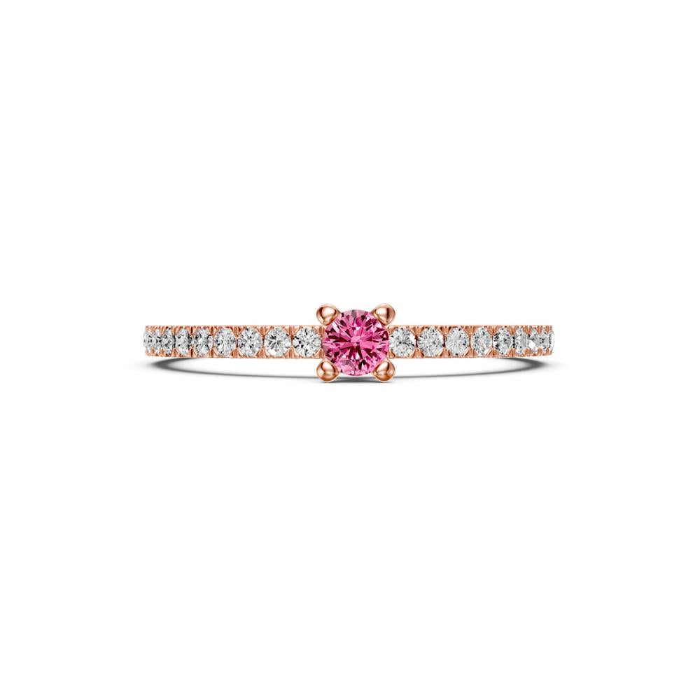Diamond Ring with Pink Sapphire in Rose Gold