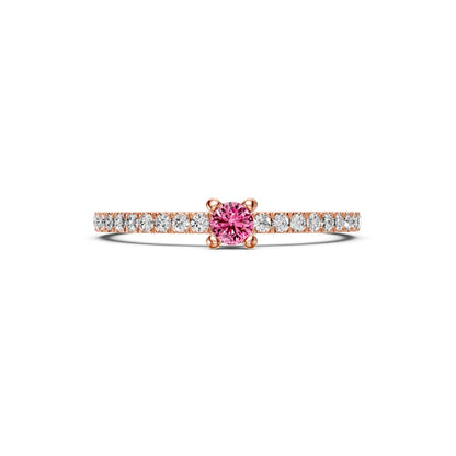 Diamond Ring with Pink Sapphire in Rose Gold
