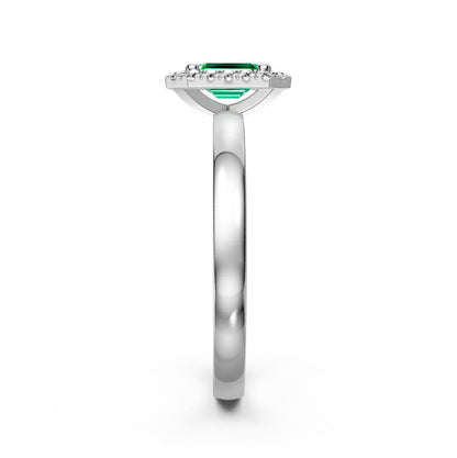 Diamond Ring with Tsavorites in White Gold