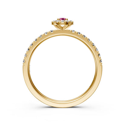 Diamond Ring with Pink Sapphire in Yellow Gold