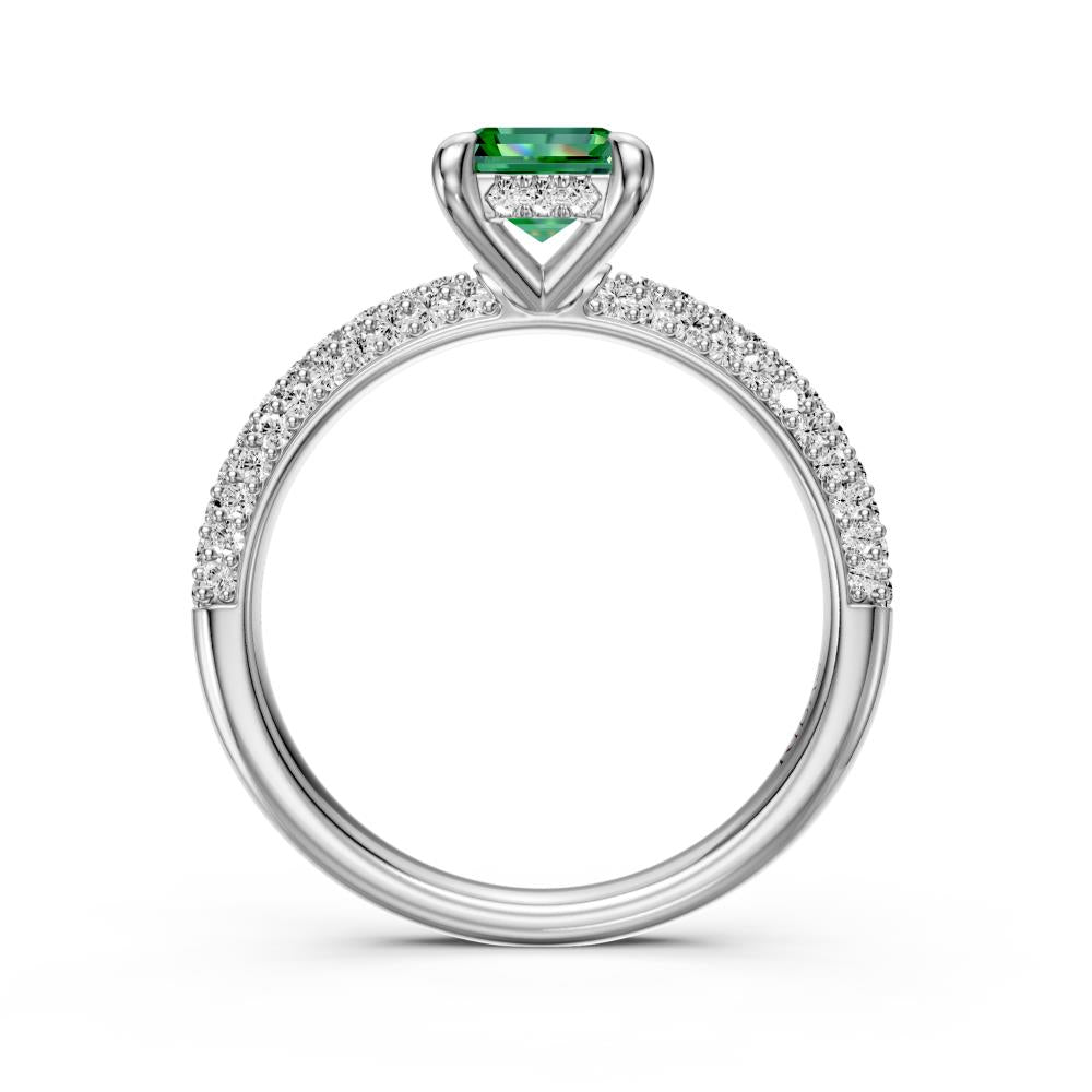 Diamond Ring with Tsavorite in White Gold