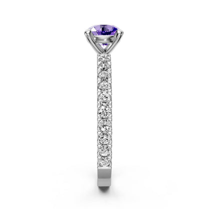 Diamond Ring with Tanzanite in White Gold