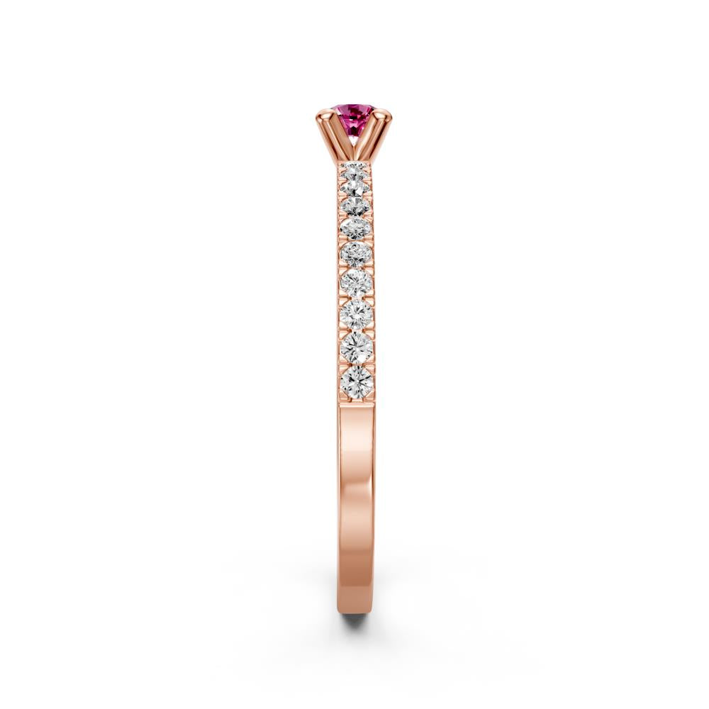 Diamond Ring with Pink Sapphire in Rose Gold