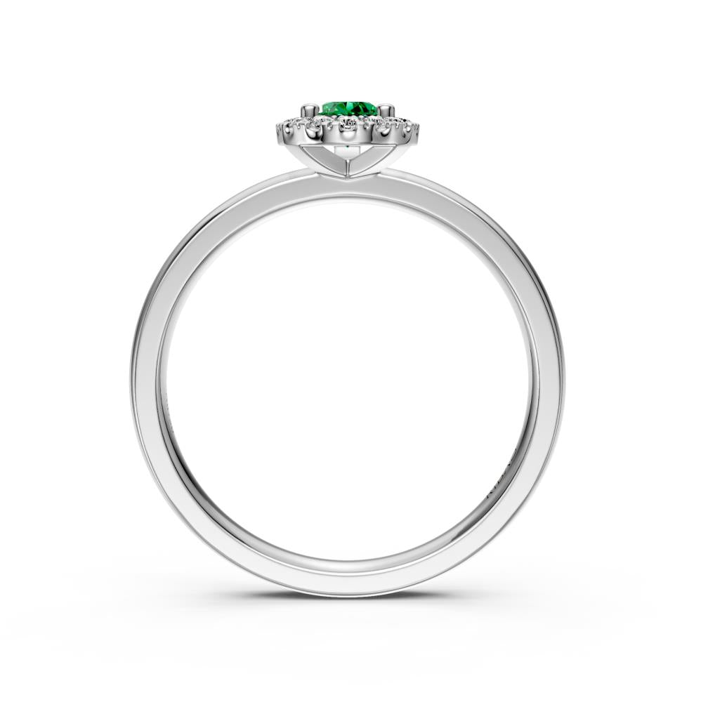 Diamond Ring with Tsavorites in White Gold