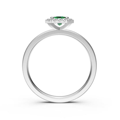 Diamond Ring with Tsavorites in White Gold