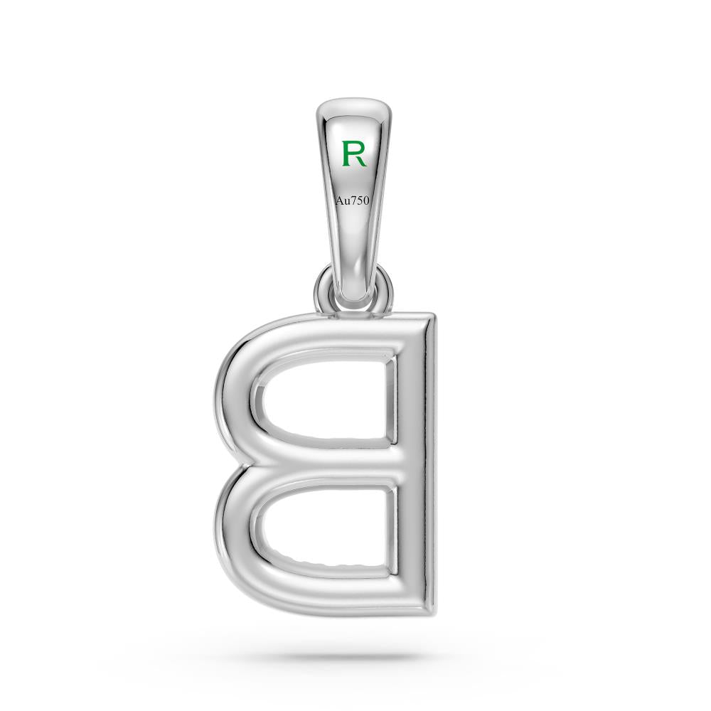 Mini Diamond Letter B Pendant in White Gold