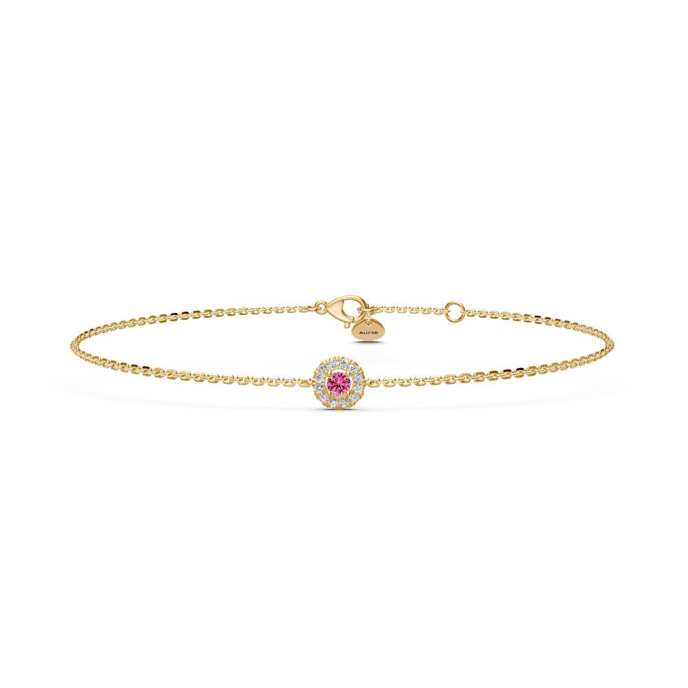 Pink Sapphire Bracelet with Diamonds in Yellow Gold