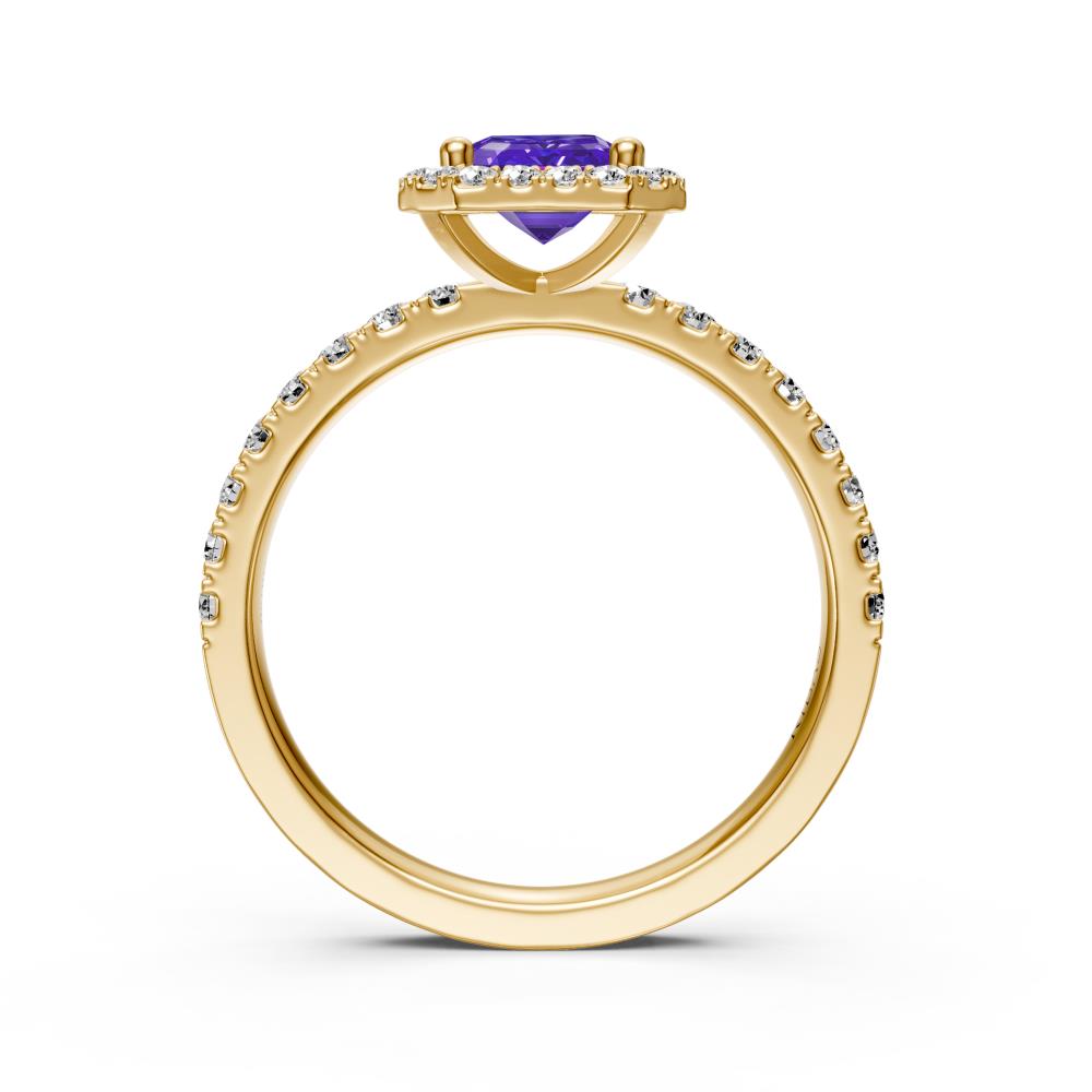 Diamond Ring with Tanzanite in Yellow Gold