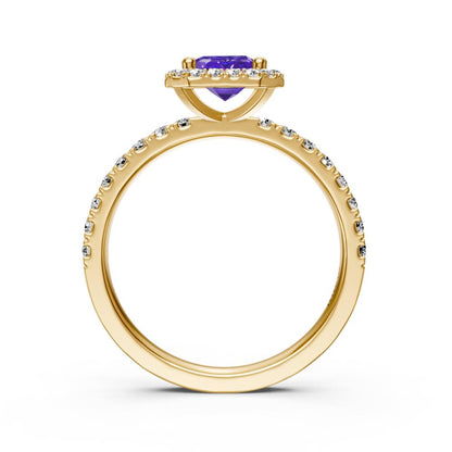 Diamond Ring with Tanzanite in Yellow Gold