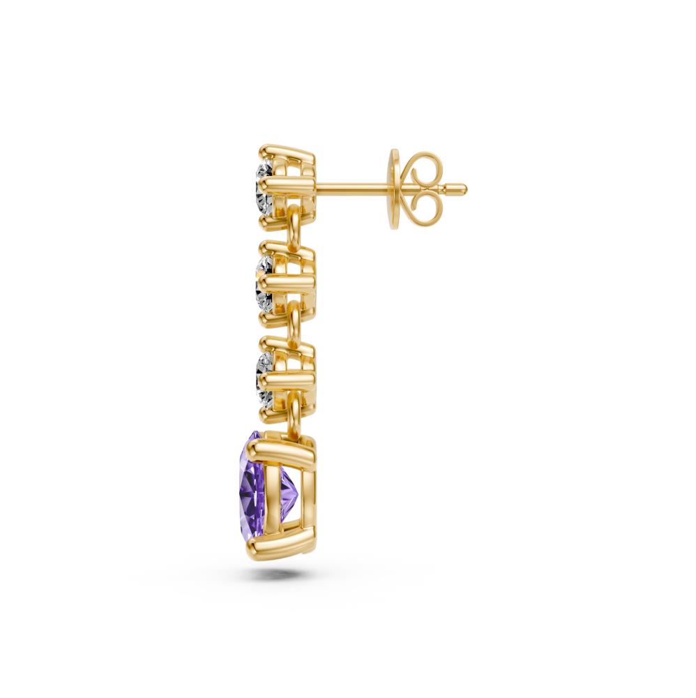 Tanzanite and Diamond Earrings in Yellow Gold