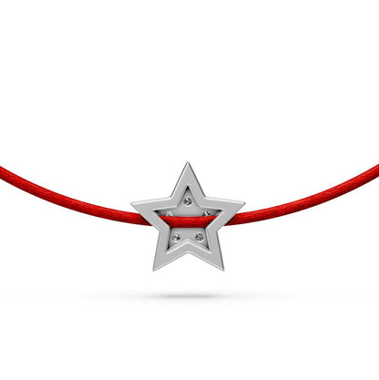 String Bracelet with Diamond in White Gold "Star"