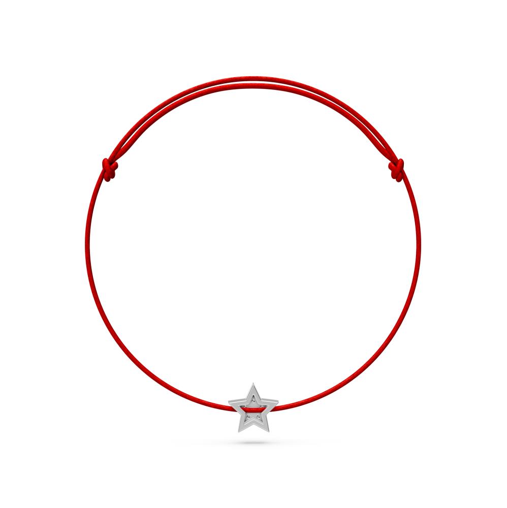 String Bracelet with Diamond in White Gold "Star"