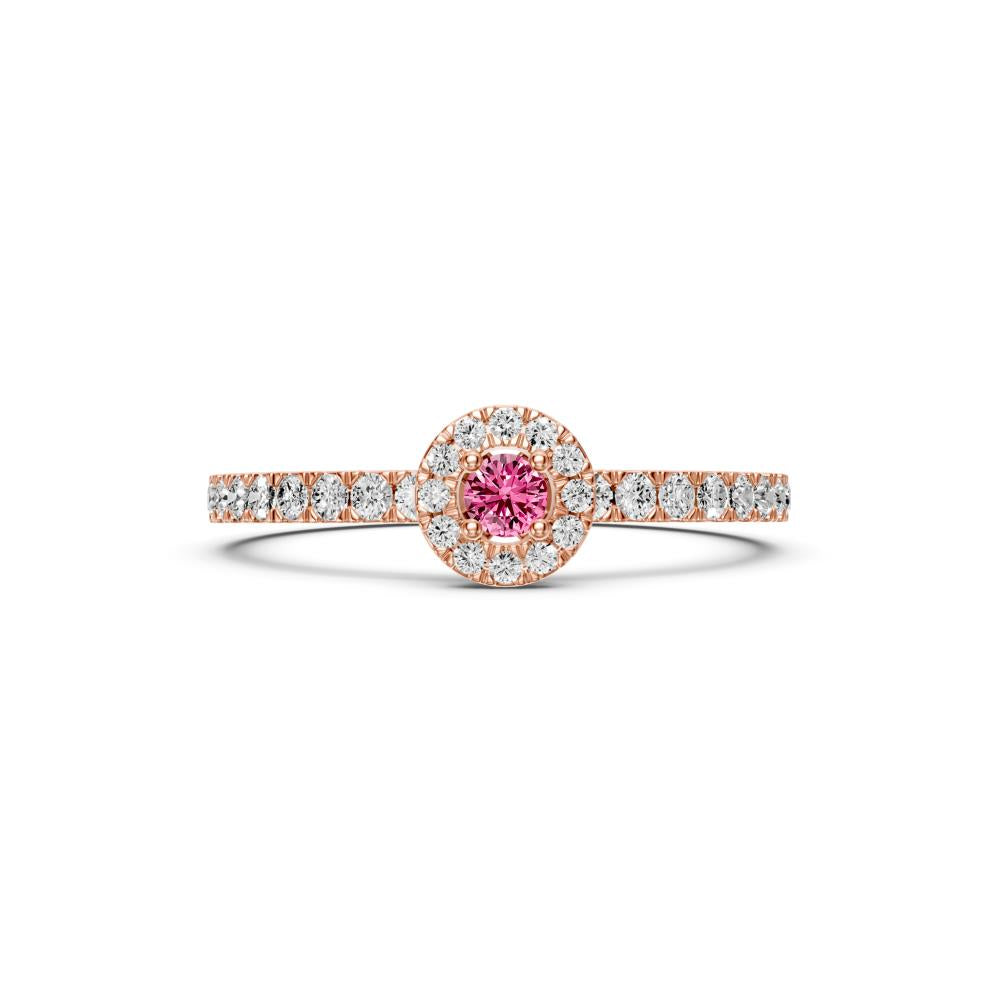 Diamond Ring with Pink Sapphire in Rose Gold