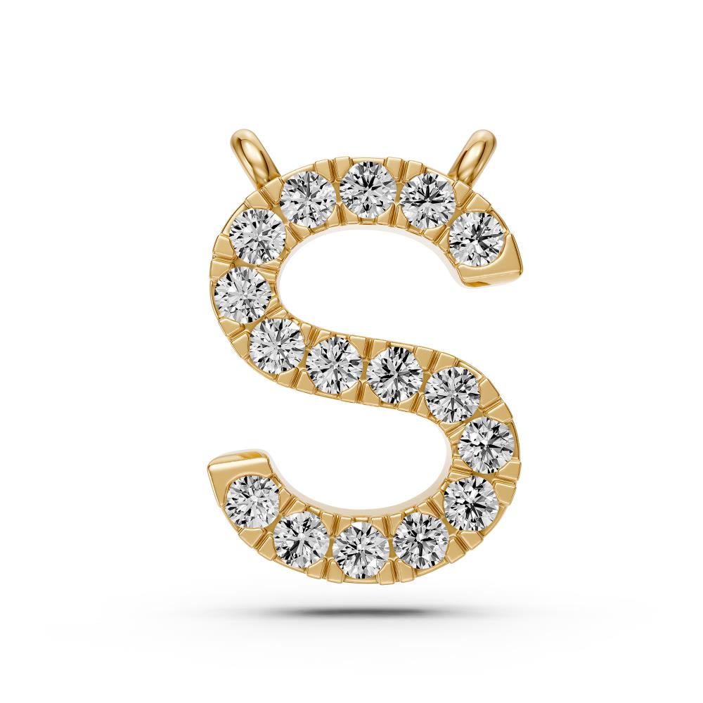 Diamond Letter S Necklace in Yellow Gold