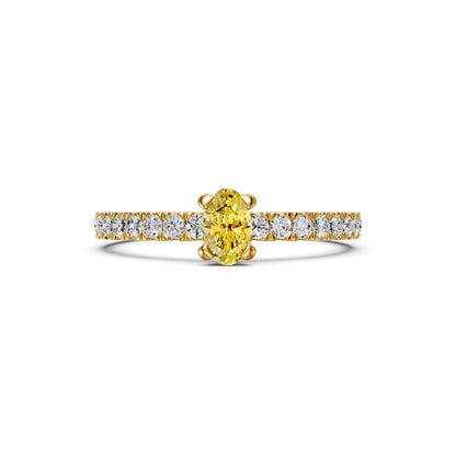 Sapphire Band Ring with Diamonds in Yellow Gold