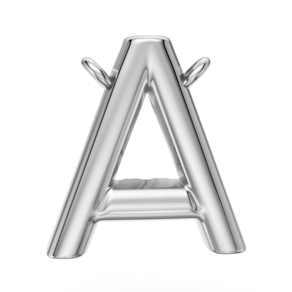 Mini Diamond Letter A Pendant in White Gold
