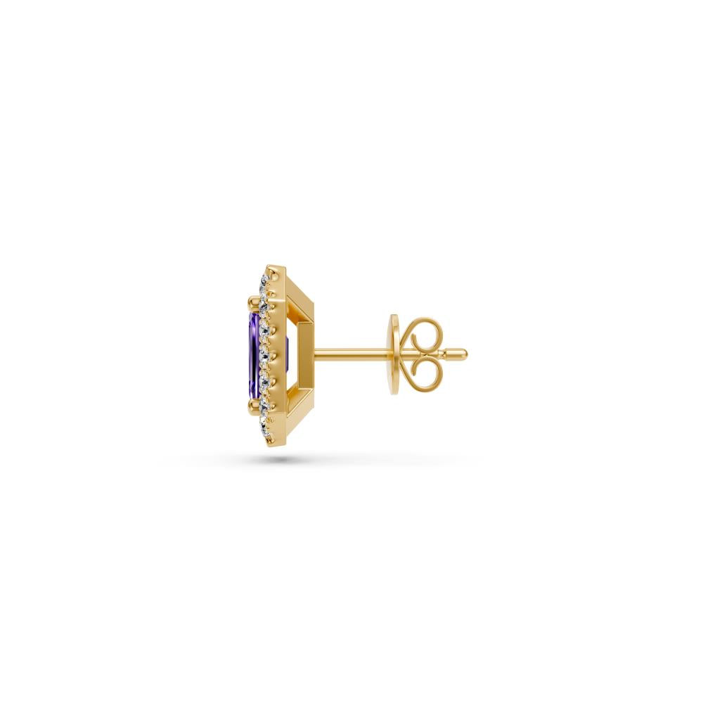 Diamond Earrings with Tanzanite in Yellow Gold