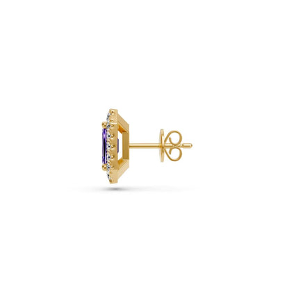 Diamond Earrings with Tanzanite in Yellow Gold