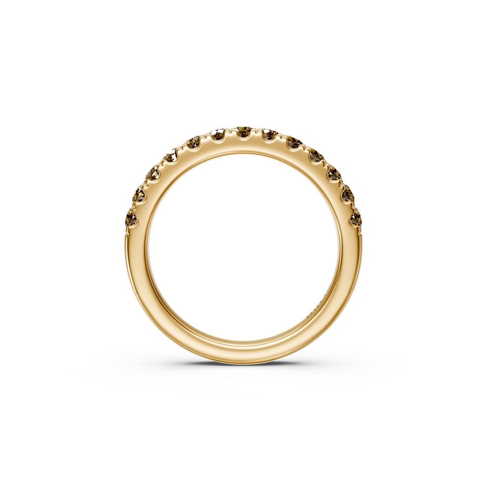 Cognac Diamond Band Ring in Yellow Gold - Slim