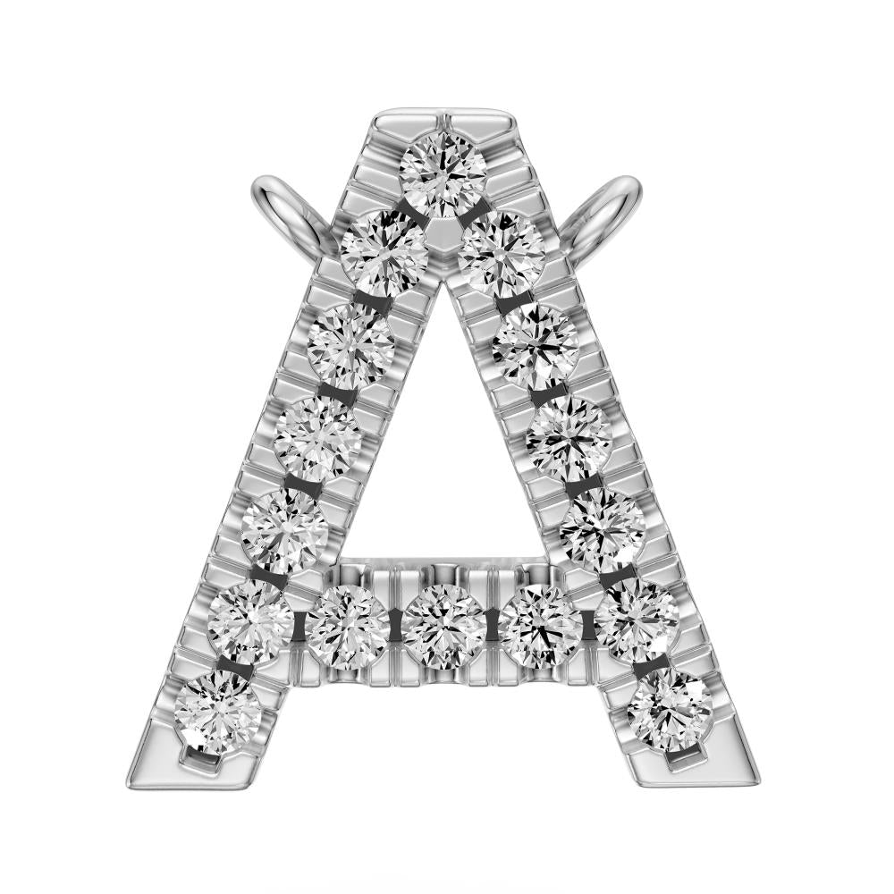 Mini Diamond Letter A Pendant in White Gold