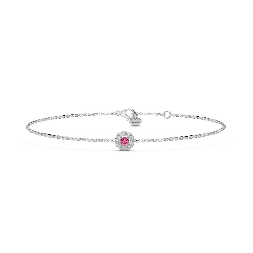 Pink Sapphire Bracelet with Diamonds in White Gold