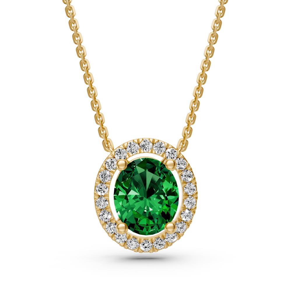 Yellow Gold Necklace with Tsavorite Stone