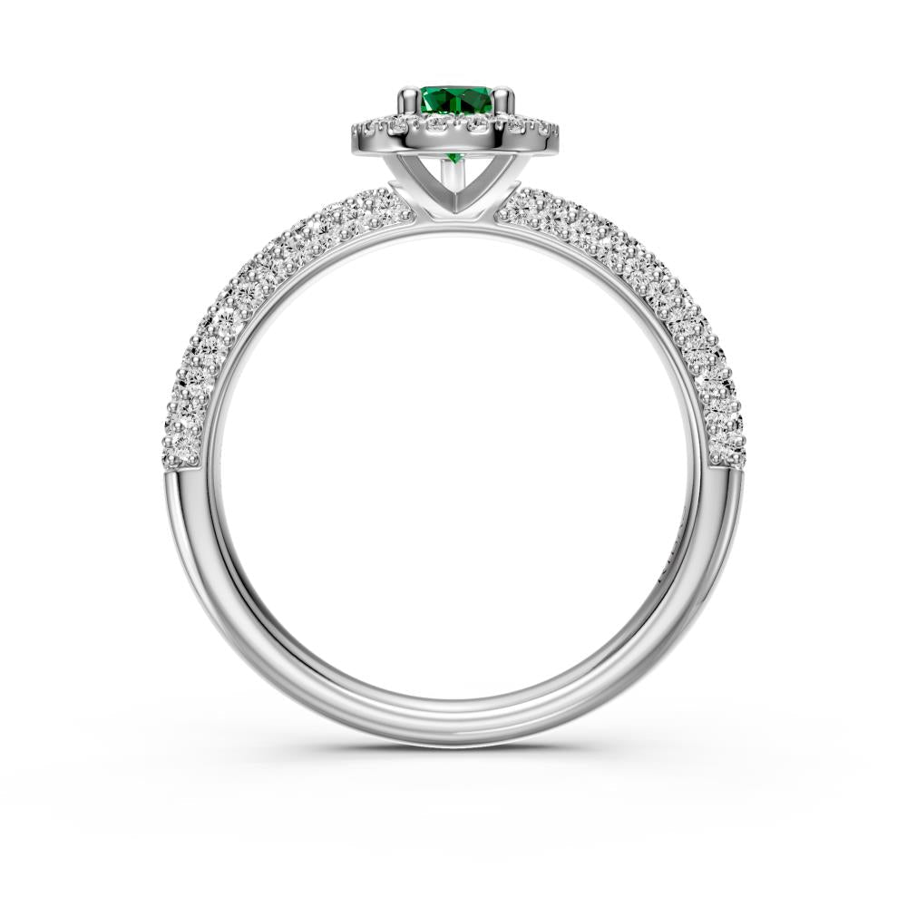 Diamond Ring with Tsavorites in White Gold