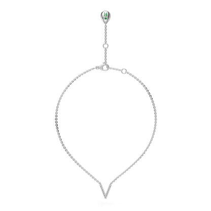 Diamond Letter V Necklace in White Gold