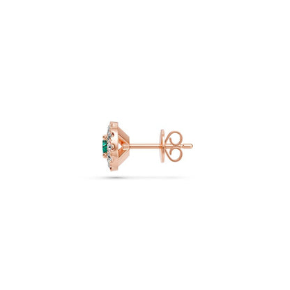 Green Sapphire and Diamonds Earrings in Rose Gold