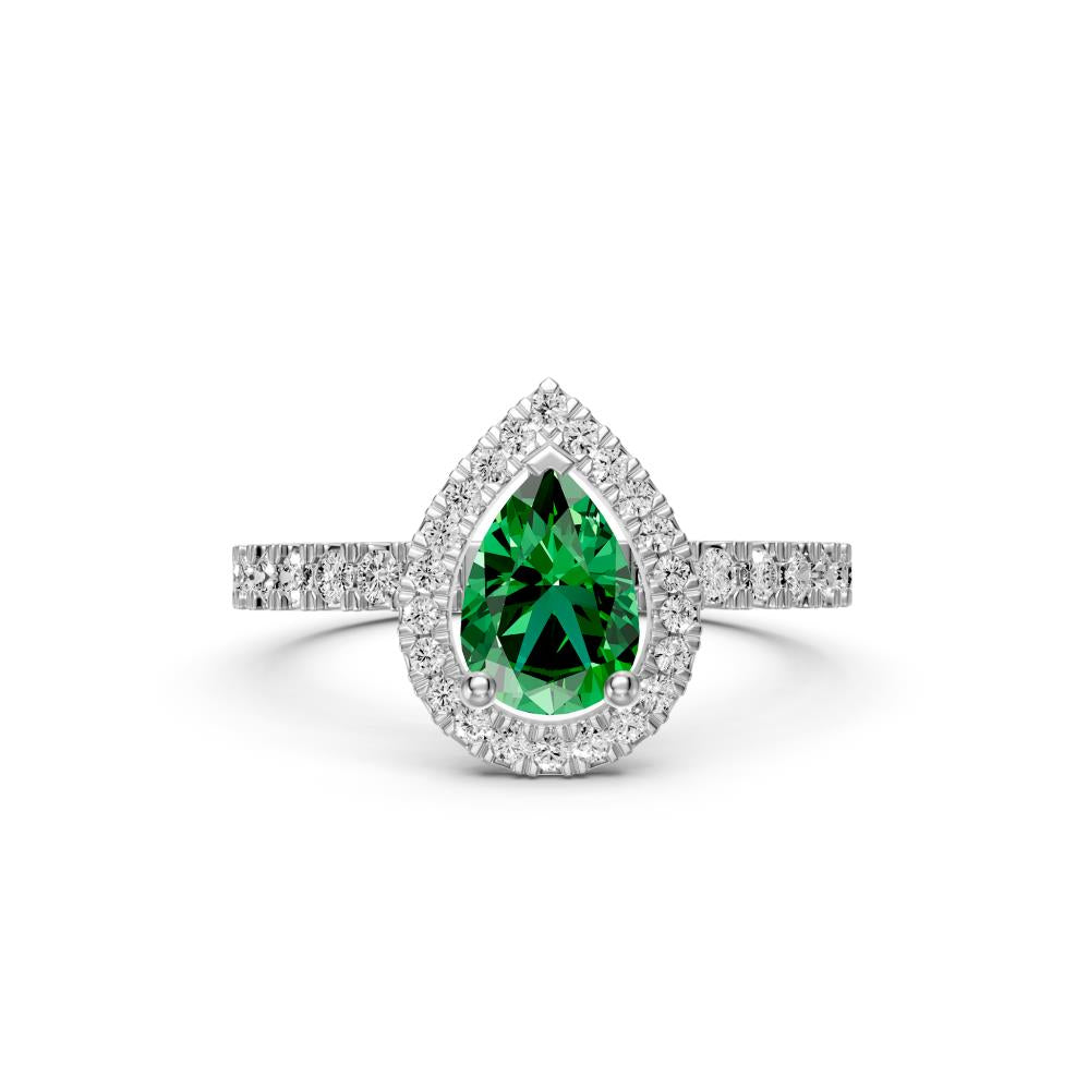 Diamond Ring with Tsavorite in White Gold