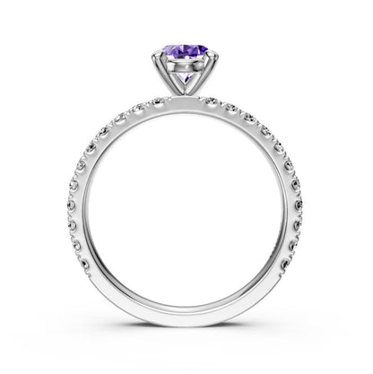Diamond Ring with Tanzanite in White Gold