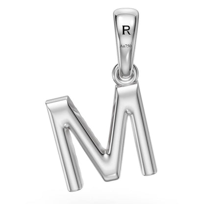 Mini Diamond Letter M Pendant in White Gold