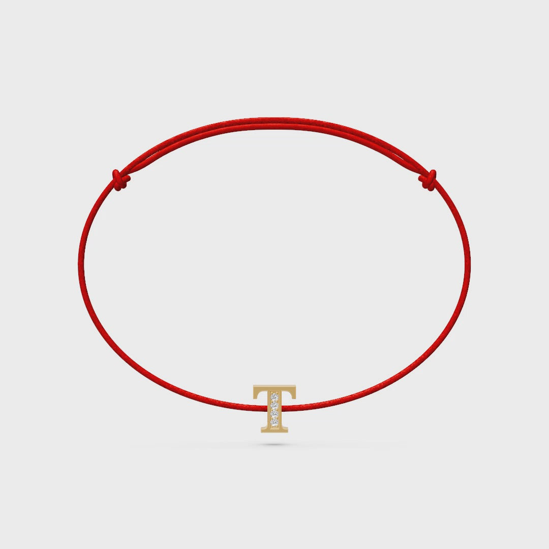 String bracelet with Diamond in Yellow Gold