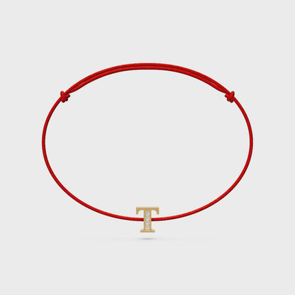 String bracelet with Diamond in Yellow Gold