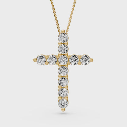 Diamond Cross Pendant in Yellow Gold - Large